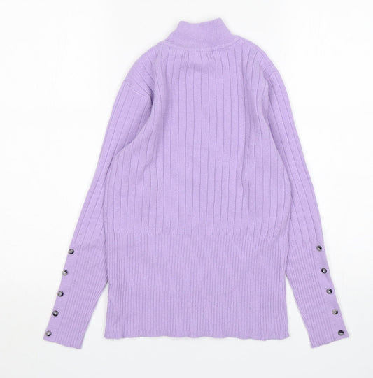 M&S Womens Purple Mock Neck Viscose Pullover Jumper Size 10
