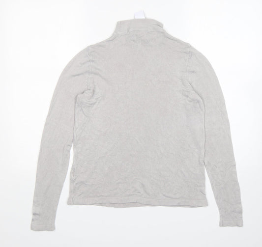 M&S Womens Grey Mock Neck Acrylic Pullover Jumper Size 10