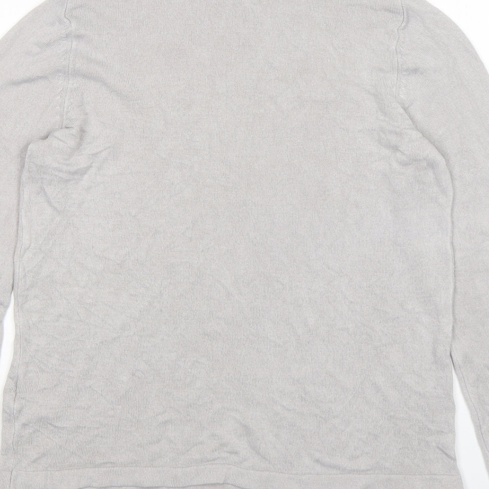 M&S Womens Grey Mock Neck Acrylic Pullover Jumper Size 10
