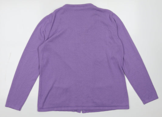 BM collection Womens Purple Crew Neck Fair Isle Acrylic Cardigan Jumper Size M