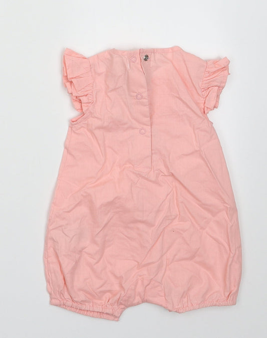 BABLUNO Girls Pink Cotton Babygrow One-Piece Size 3-6 Months Buckle