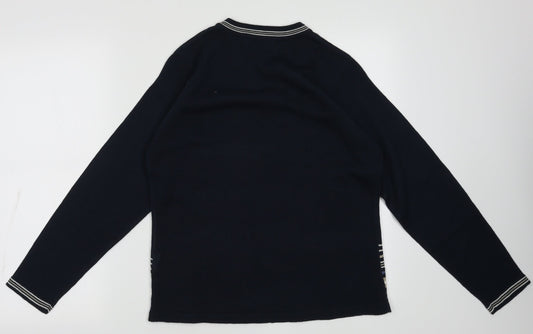 EWM Womens Blue Striped Acrylic Pullover Sweatshirt Size S Pullover