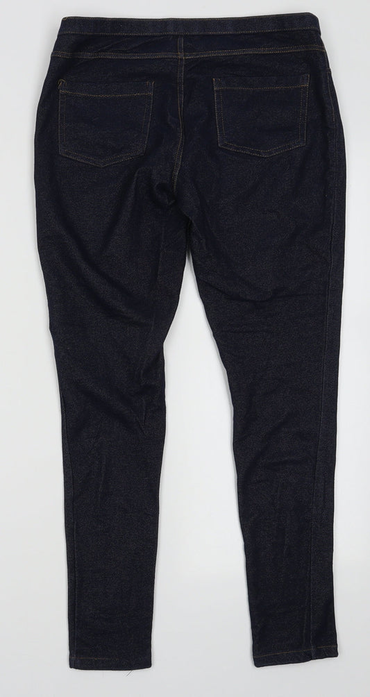 sainsburys Womens Blue Cotton Jegging Trousers Size 10 L28 in Regular