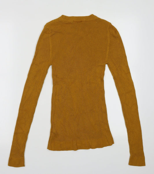 Topshop Womens Yellow Acrylic Pullover Sweatshirt Size S Pullover