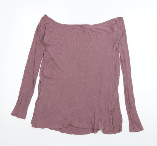 ASOS Womens Purple Viscose Basic T-Shirt Size 10 Off the Shoulder