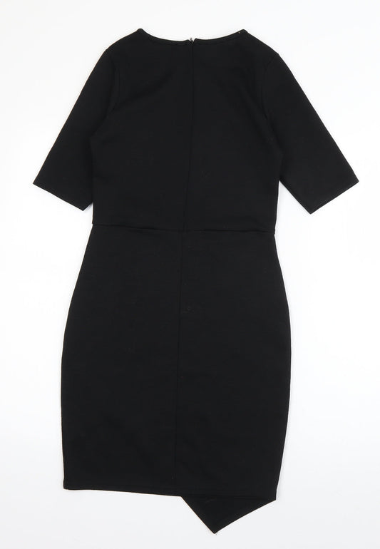 Missguided Womens Black Polyester T-Shirt Dress Size 10 Round Neck Pullover
