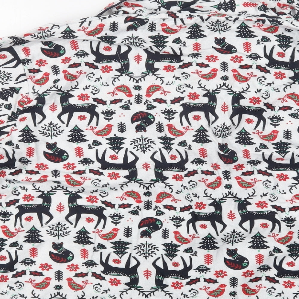 TU Womens White Geometric Cotton Top Pyjama Top Size 20 Button