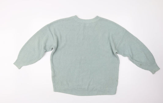Hollis Womens Green Crew Neck Cotton Pullover Jumper Size XS