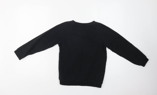 Primark Girls Black Cotton Pullover Sweatshirt Size 10-11 Years - Unicorn