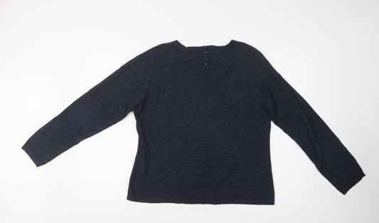 NEXT Womens Blue Crew Neck Acetate Pullover Jumper Size 18