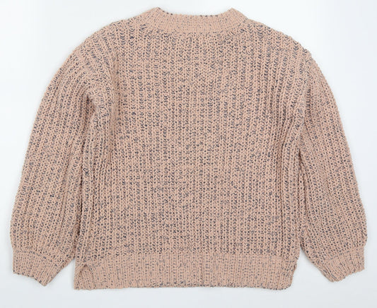 Papaya Womens Pink Round Neck Polyester Pullover Jumper Size S