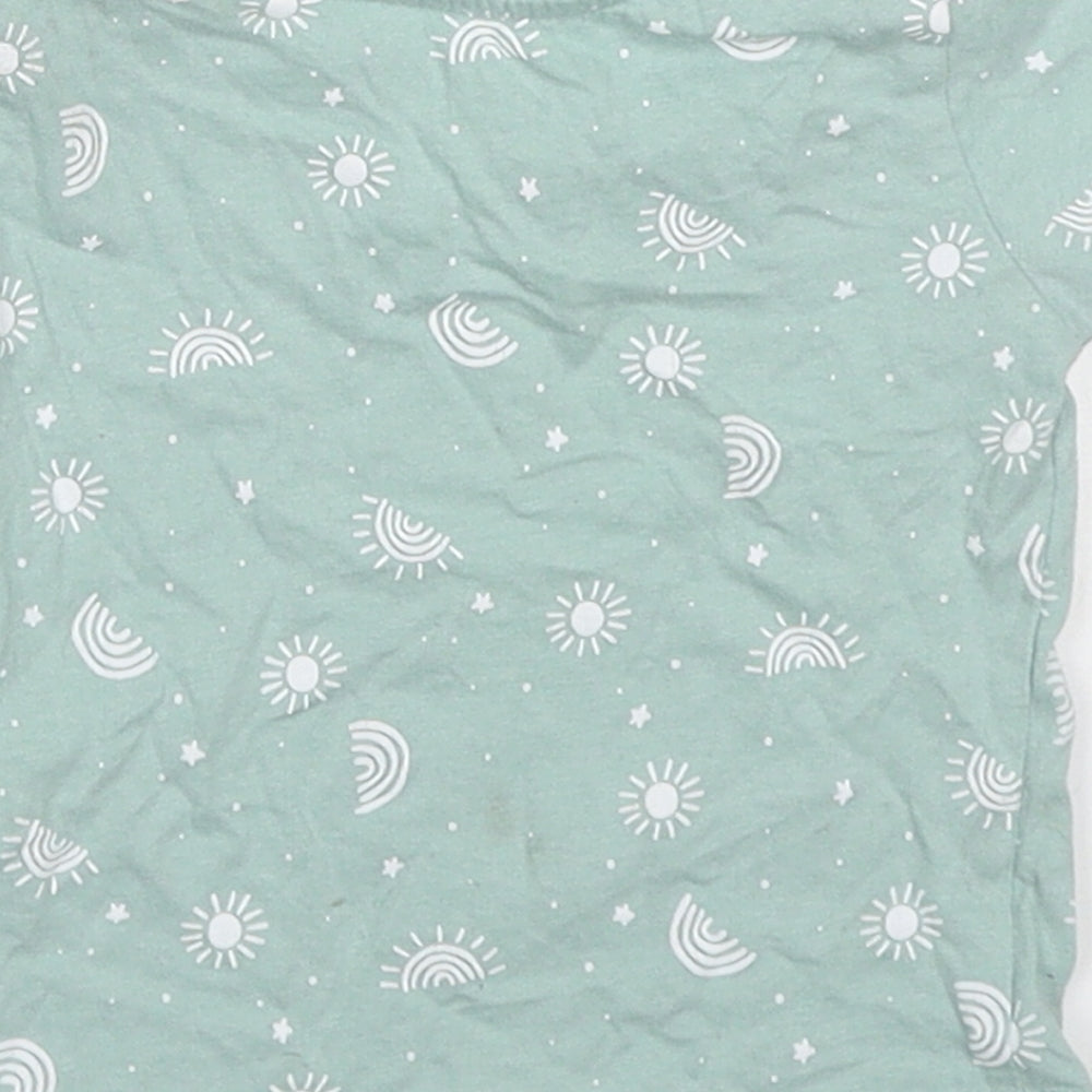 Primark Baby Green Cotton Basic T-Shirt Size 3-6 Months Crew Neck Pullover - Rainbows and Suns