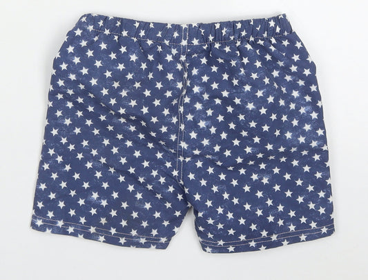Hullaballoo Boys Blue Geometric Polyester Bermuda Shorts Size 5-6 Years Regular Drawstring - Stars Swim Shorts