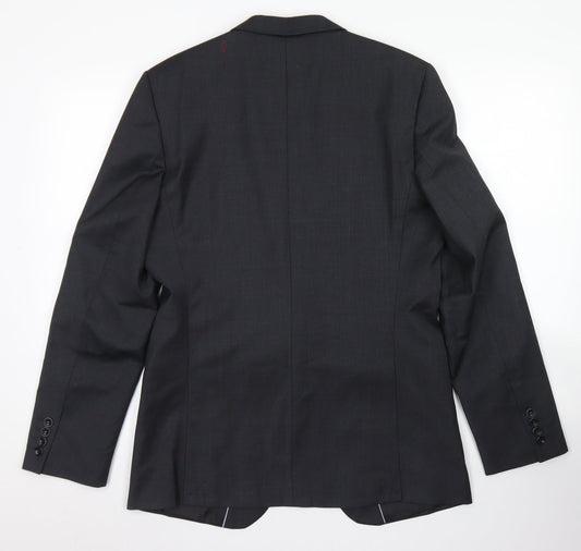 Zara Mens Grey Wool Jacket Blazer Size 36
