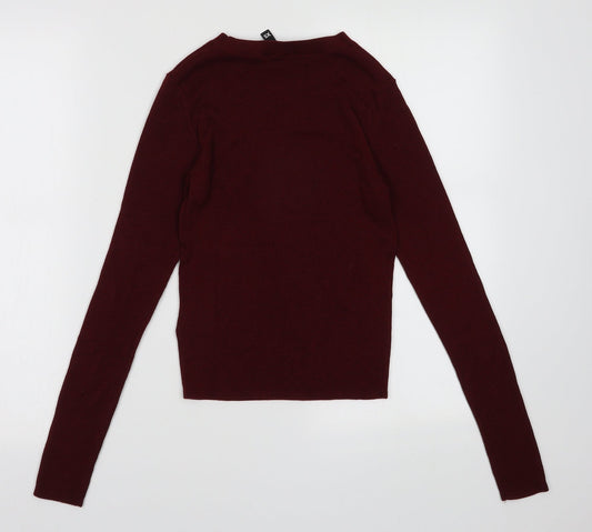H&M Womens Red Viscose Pullover Sweatshirt Size XS Pullover
