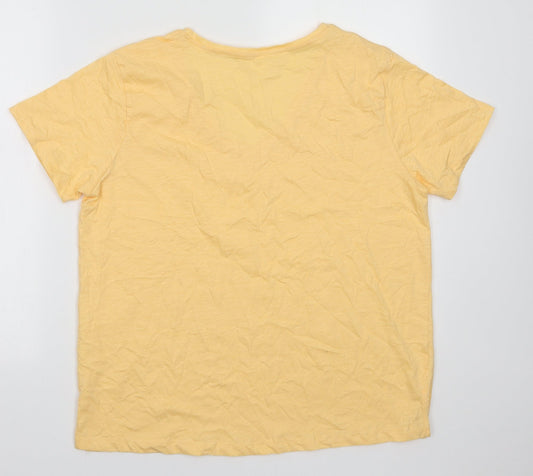 Preworn Womens Orange Cotton Basic T-Shirt Size 14 V-Neck