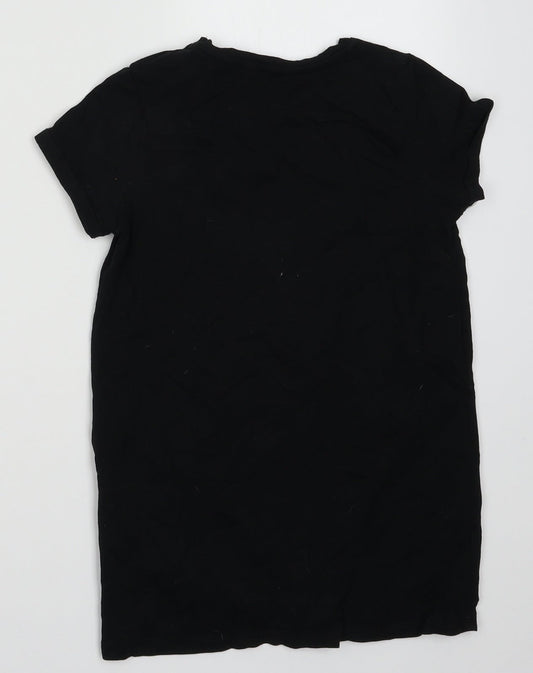 George Girls Black Cotton Basic T-Shirt Size 8-9 Years Crew Neck Pullover - Dance Vibes
