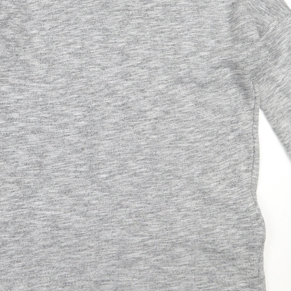 New Look Womens Grey Round Neck Cotton Tunic Jumper Size 8