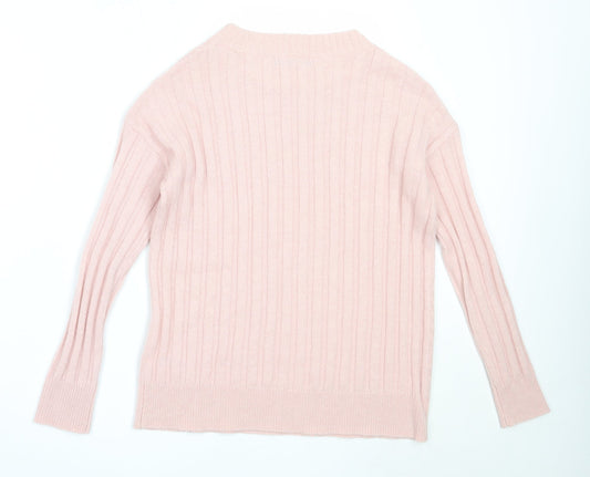 Marks and Spencer Womens Pink Round Neck Acrylic Pullover Jumper Size S