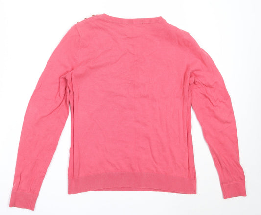 TEX Womens Pink Round Neck Cotton Pullover Jumper Size L