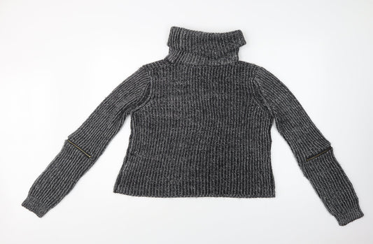 TALLY WEiJL Womens Grey Roll Neck Acrylic Pullover Jumper Size L