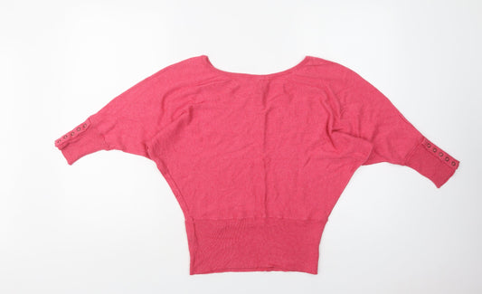 H&M Womens Pink Round Neck Viscose Pullover Jumper Size 10