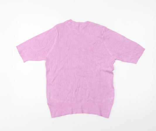 M&S Womens Purple Crew Neck Viscose Pullover Jumper Size 14