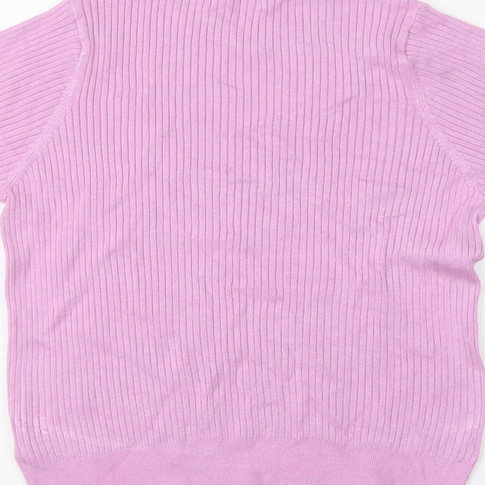 M&S Womens Purple Crew Neck Viscose Pullover Jumper Size 14