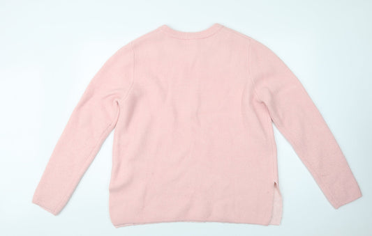 H&M Womens Pink Crew Neck Acrylic Pullover Jumper Size M