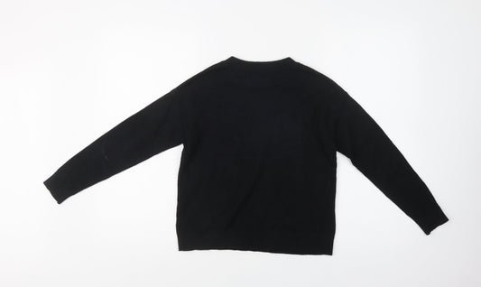 Outfit Girls Black Crew Neck Viscose Pullover Jumper Size 9 Years