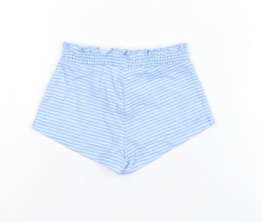 River Island Boys Blue Striped Cotton Cropped Trousers Size 3-6 Months Drawstring