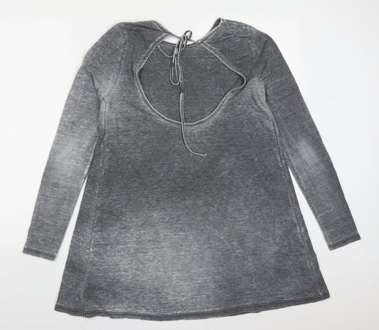 Topshop Womens Grey Polyester T-Shirt Dress Size 10 Round Neck Pullover