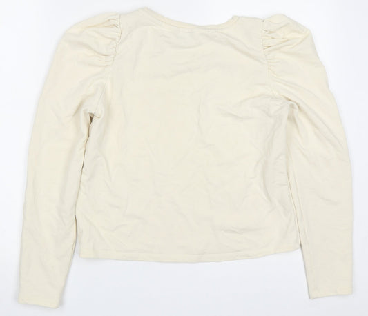 Monki Womens Beige Cotton Pullover Sweatshirt Size S Pullover