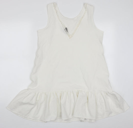 VERO MODA Womens White Polyester A-Line Size M Round Neck Pullover