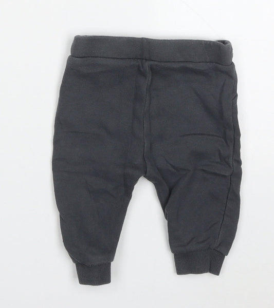 F&F Boys Grey Cotton Sweatpants Trousers Size 3-6 Months Drawstring