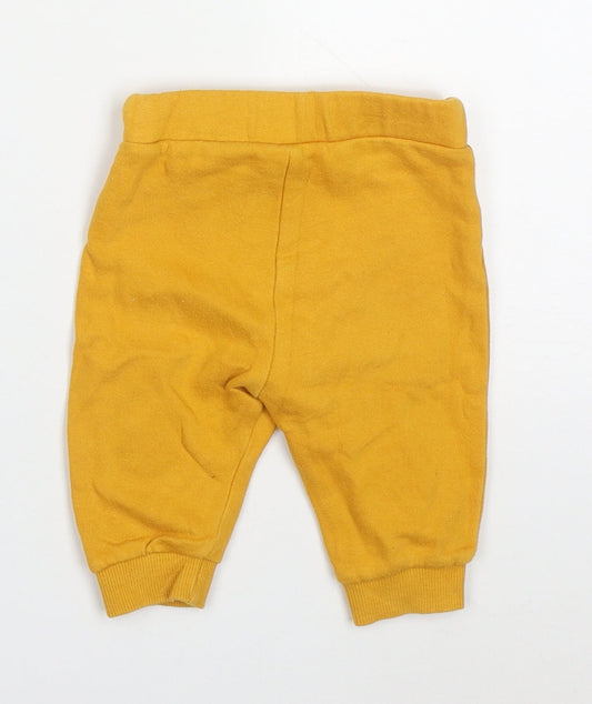 F&F Boys Yellow Cotton Sweatpants Trousers Size 3-6 Months Drawstring