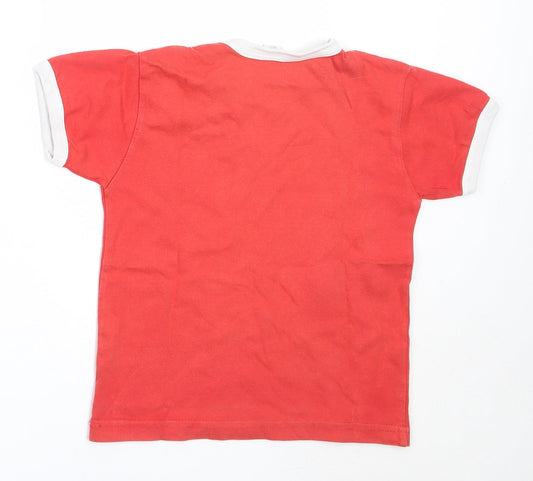 Adams Boys Red Cotton Basic T-Shirt Size 4 Years Round Neck