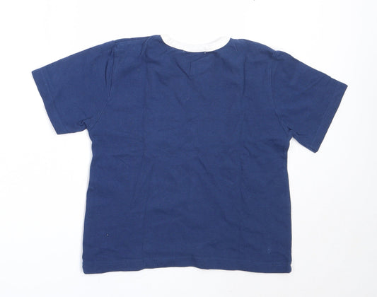 George Boys Blue Cotton Basic T-Shirt Size 5-6 Years V-Neck