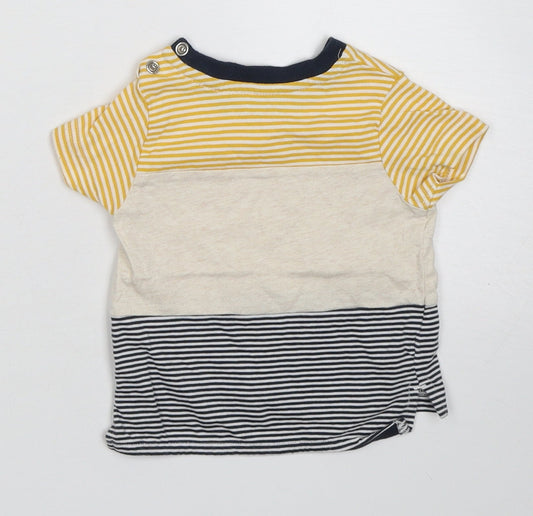 Nutmeg Boys Yellow Striped Cotton Basic T-Shirt Size 3-6 Months Crew Neck Pullover