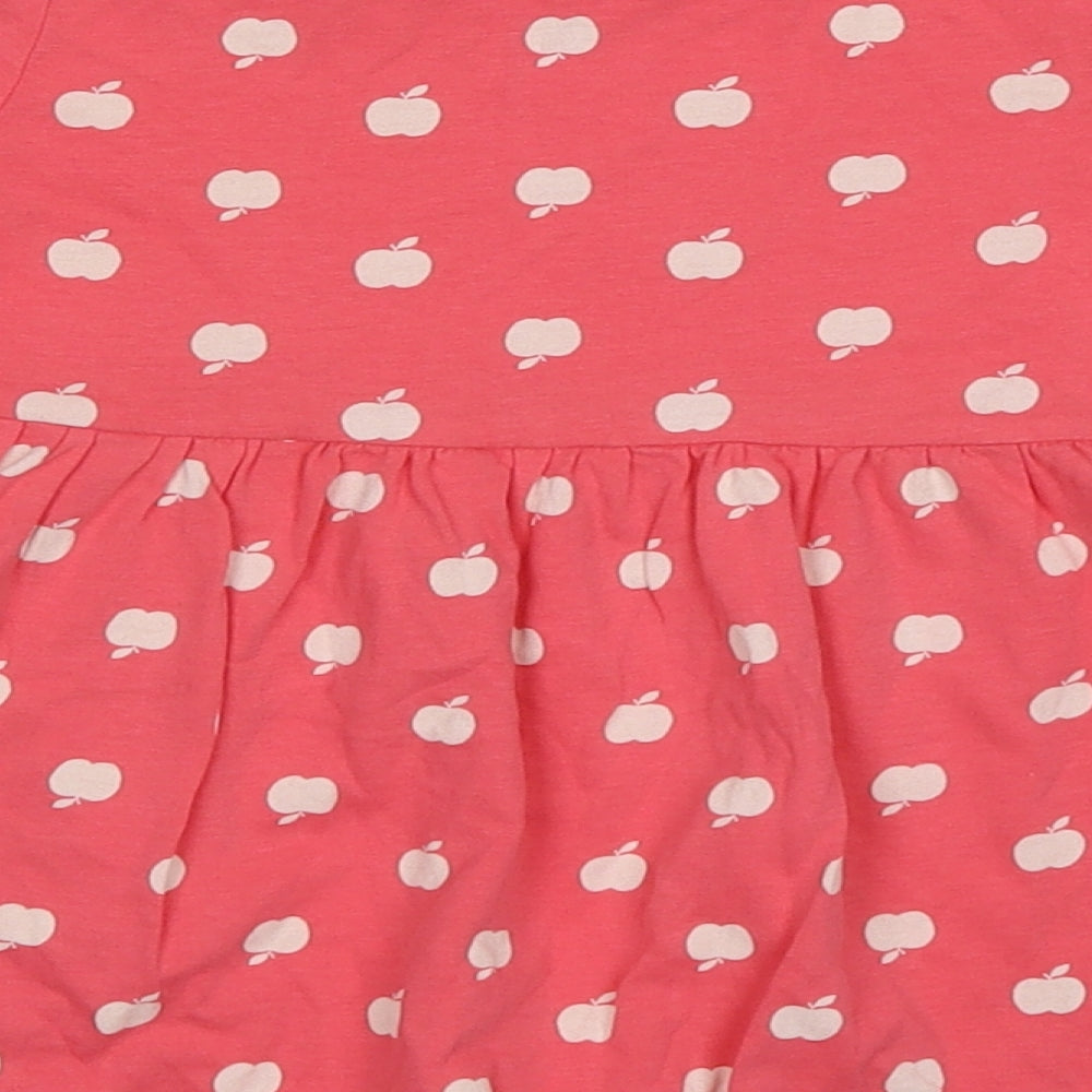 George Girls Pink Polka Dot Cotton A-Line Size 2 Years Crew Neck Pullover - Apple Print