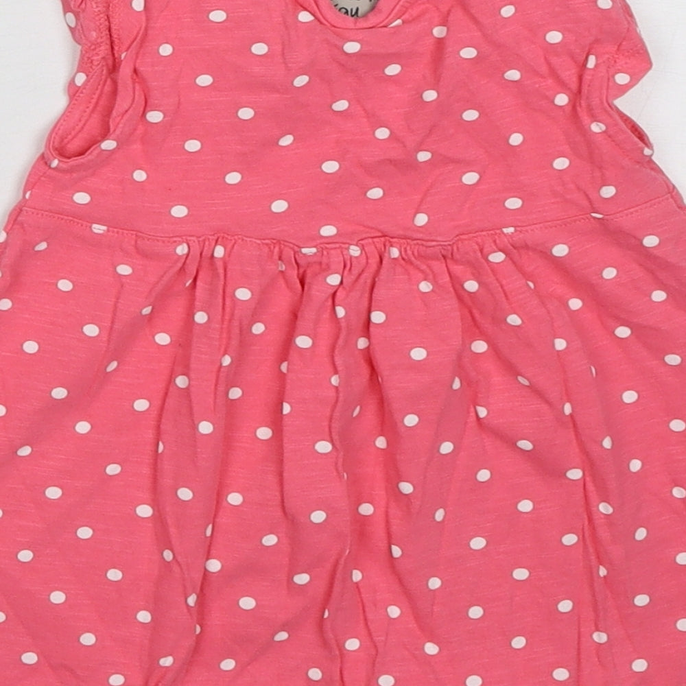 NEXT Girls Pink Polka Dot Cotton A-Line Size 9-12 Months Crew Neck Pullover