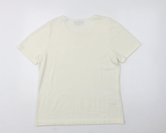 Papaya Womens Ivory Crew Neck Acrylic Pullover Jumper Size 18