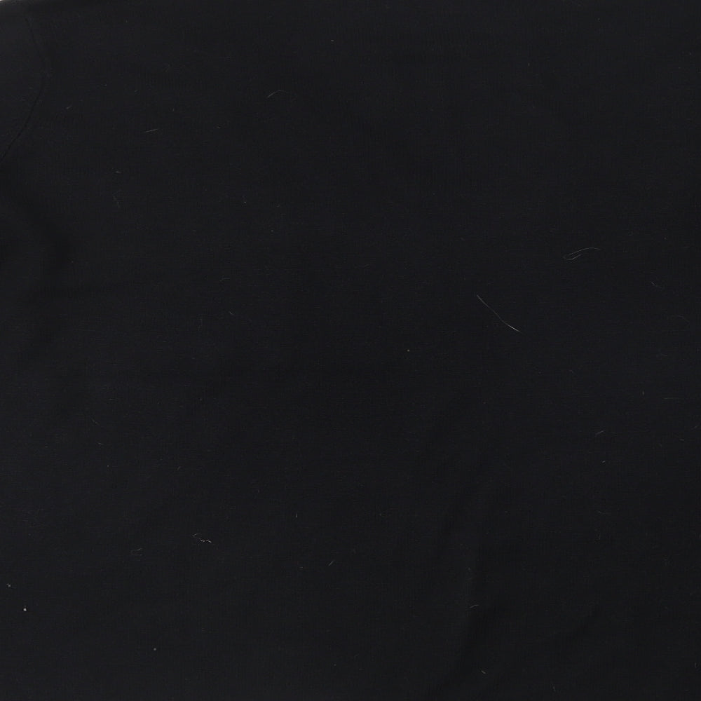 Bm Collection Womens Black V-Neck Acrylic Pullover Jumper Size L