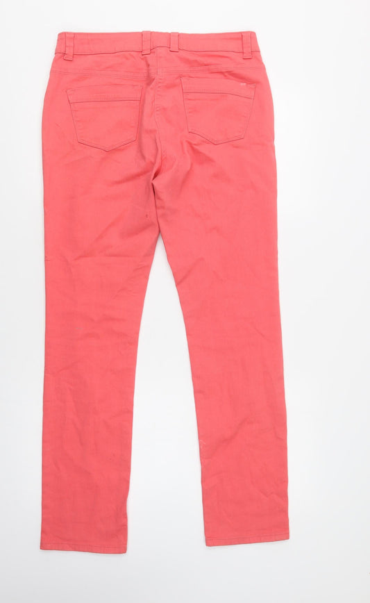 BHS Womens Pink Cotton Skinny Jeans Size 12 L31 in Regular Button