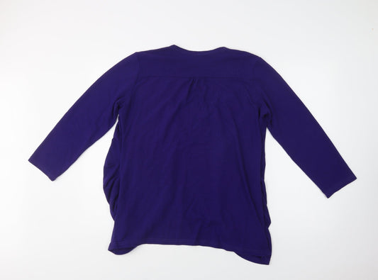 Preworn Womens Purple Round Neck Polyester Cardigan Jumper Size L