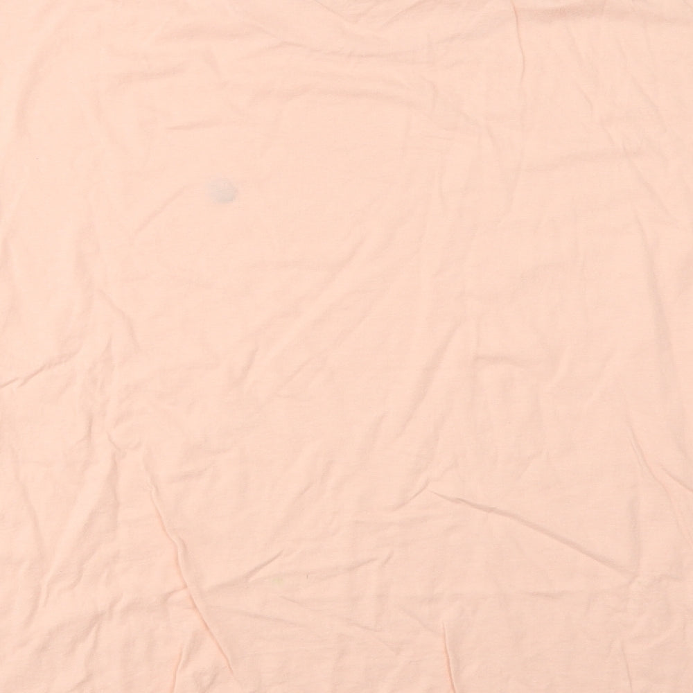 Giordano Mens Pink Cotton T-Shirt Size S Crew Neck