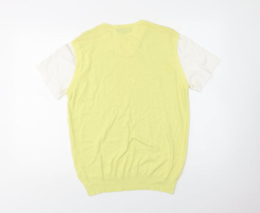 Daniele Fiesoli Womens Yellow Crew Neck Cotton Pullover Jumper Size L