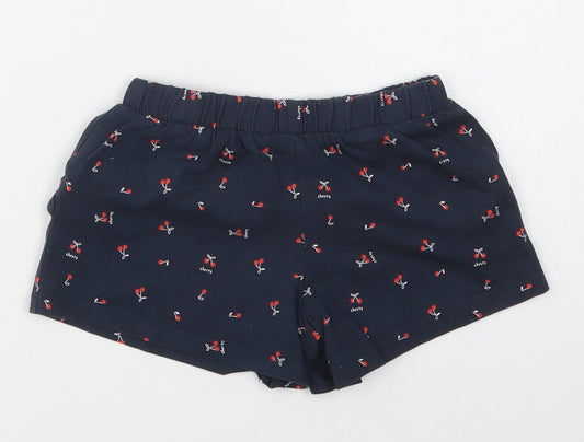 Mothercare Girls Blue Geometric Cotton Bermuda Shorts Size 4-5 Years Regular - Cherry Print