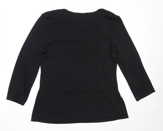 Saloos Womens Black Polyester Basic Blouse Size 14 Square Neck