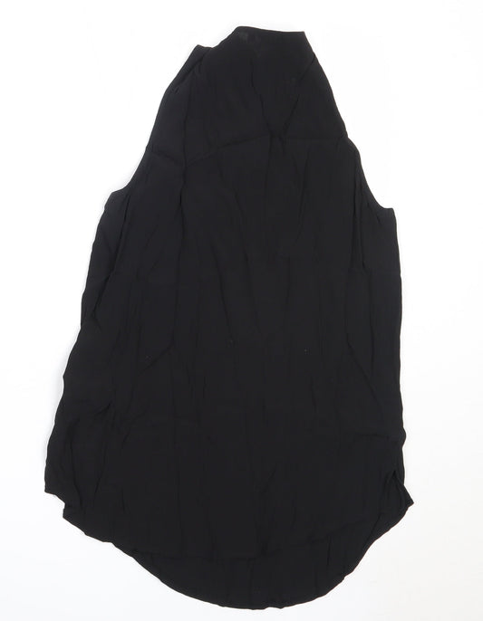 New Look Womens Black Viscose Basic Blouse Size 10 Round Neck